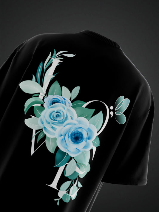 LOVE BLOSSOM BLACK OVERSIZED TSHIRT