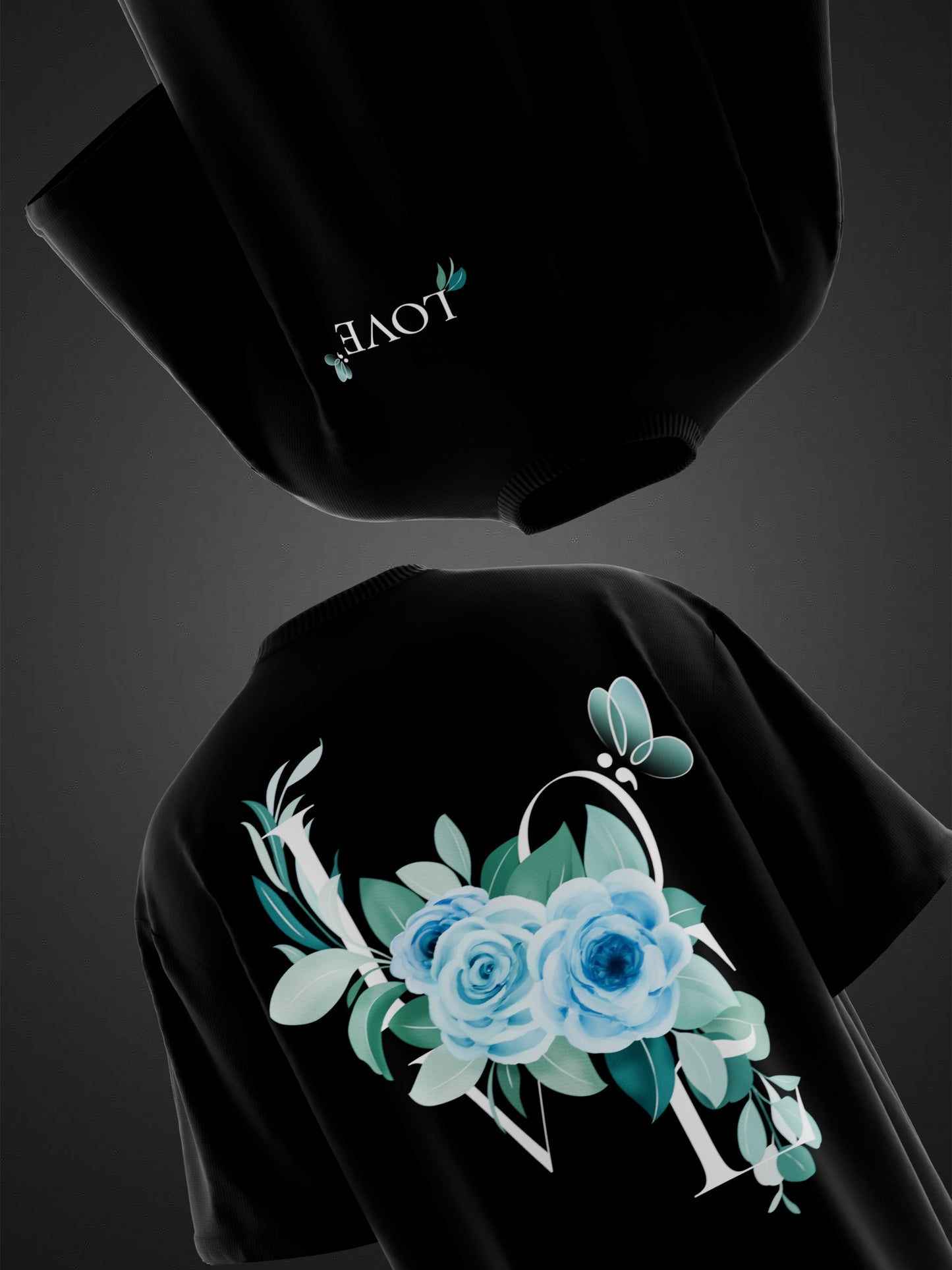 LOVE BLOSSOM BLACK OVERSIZED TSHIRT